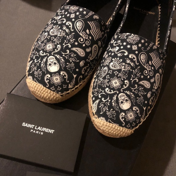 SAINT LAURENT SKULL CANVAS ESPADRILLES NWT - Picture 8 of 8